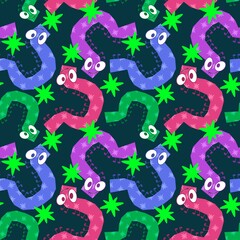 Obraz premium Kids seamless caterpillar cute pattern for fabrics and textiles and packaging and linens and wrapping paper