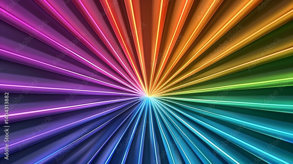 Poster the image contains a vibrant, radiating pattern of colorful stripes emanating from a central point, 