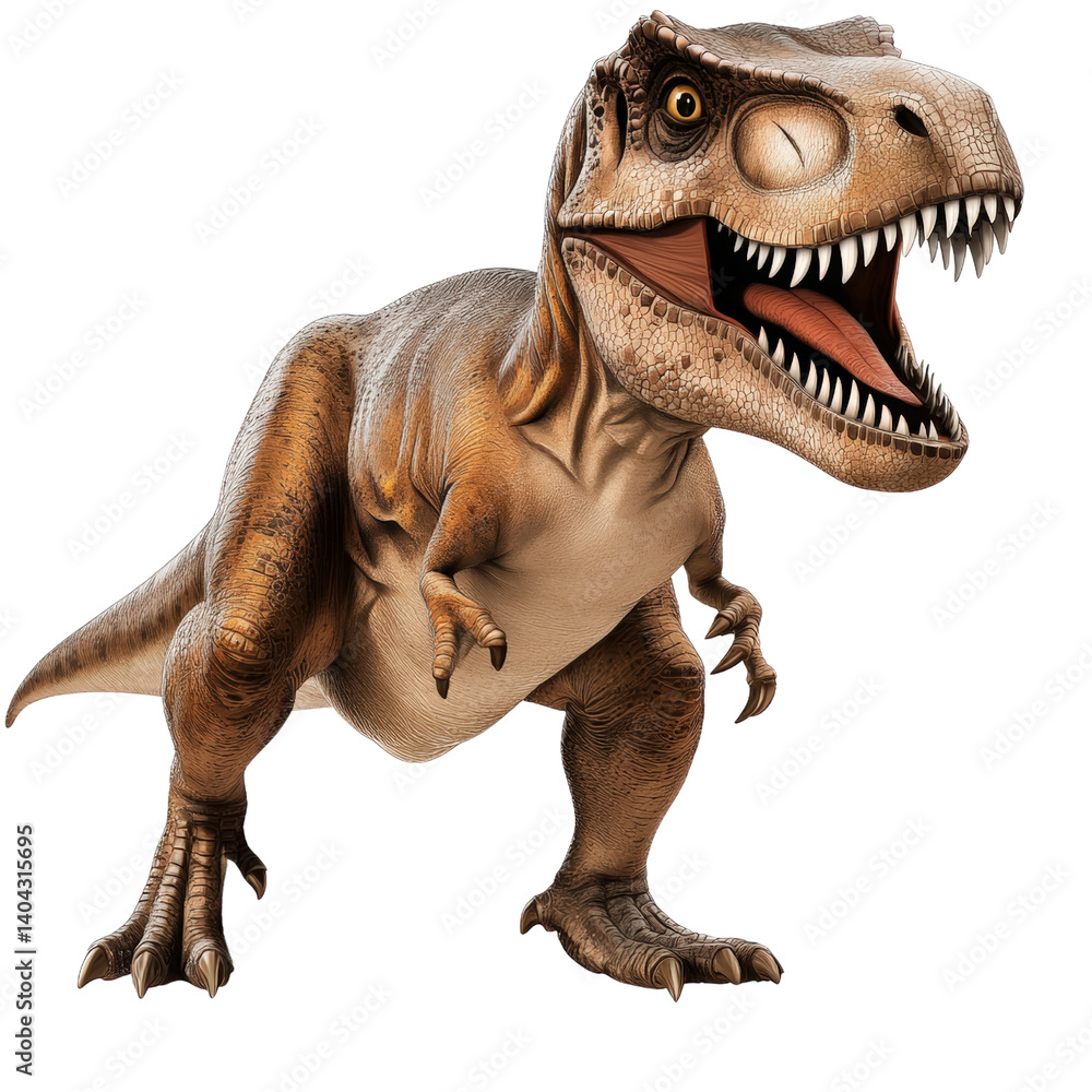 Poster fierce dinosaur roaring with its mouth open creating a bold and dynamic image of prehistoric power a