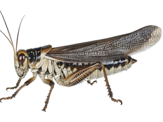 Realistic Isolated Grasshopper Insect With Brown Body on Transparent Background