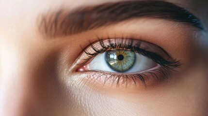 Obraz premium Close-up of a Woman's Eye with Green Iris