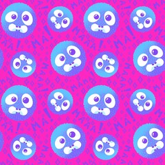 Fototapeta premium Cartoon doodle seamless monsters pattern for kids clothes print and wrapping paper and fabrics