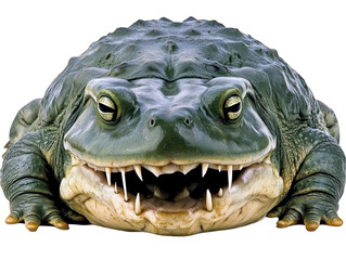 Realistic Photo of a Green Toad Isolated on Transparent Background