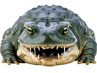 Realistic Photo of a Green Toad Isolated on Transparent Background