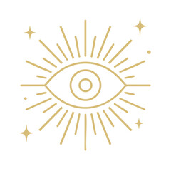 Celestial Cosmic Eye Vector Line Art