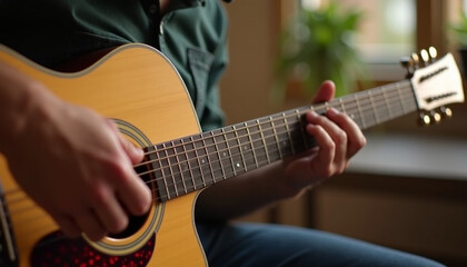 Fototapeta premium Casual Acoustic Guitar Session at Home