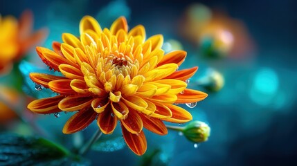 Beautiful close-up of a blooming flower adorned with fresh water droplets highlighting nature's splendor