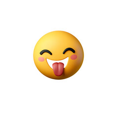 Fototapeta premium Winking face emoji with tongue out