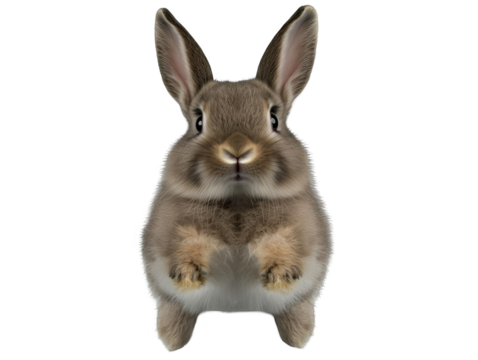 Realistic Rabbit Portrait On Transparent Background Front View Illustration