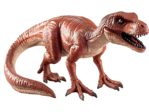 Realistic Red Dinosaur Illustration On Transparent Background