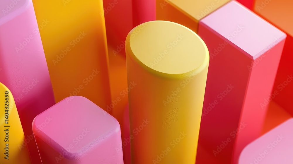 Poster close-up of a digital screen with abstract geometric shapes and empty space for tech product ads or 