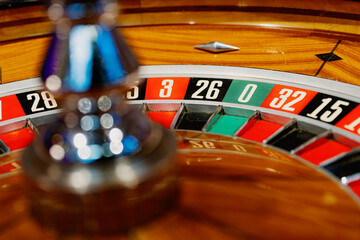 close-up of roulette wheel showcasing numbers and colors. alluring gaming scene highlighting excitement and chance. perfect for casino, gambling, and entertainment themes in marketing.