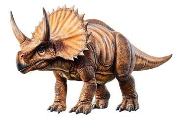 Realistic Triceratops Dinosaur Illustration With Detailed Brown Tones Isolated