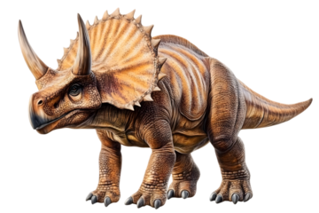 Realistic Triceratops Dinosaur Illustration With Detailed Brown Tones Isolated