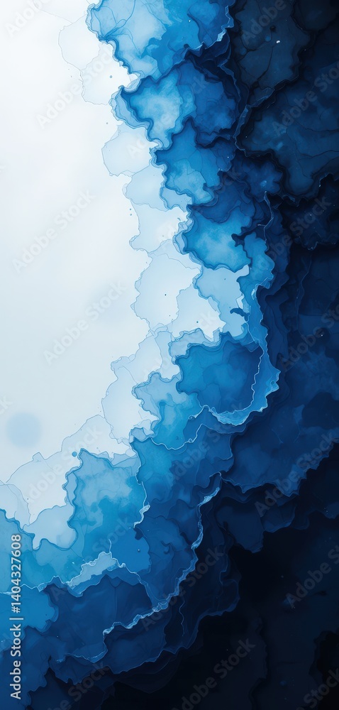 Poster a serene blue and black gradient background features soft, fluffy clouds drifting across the scene, 