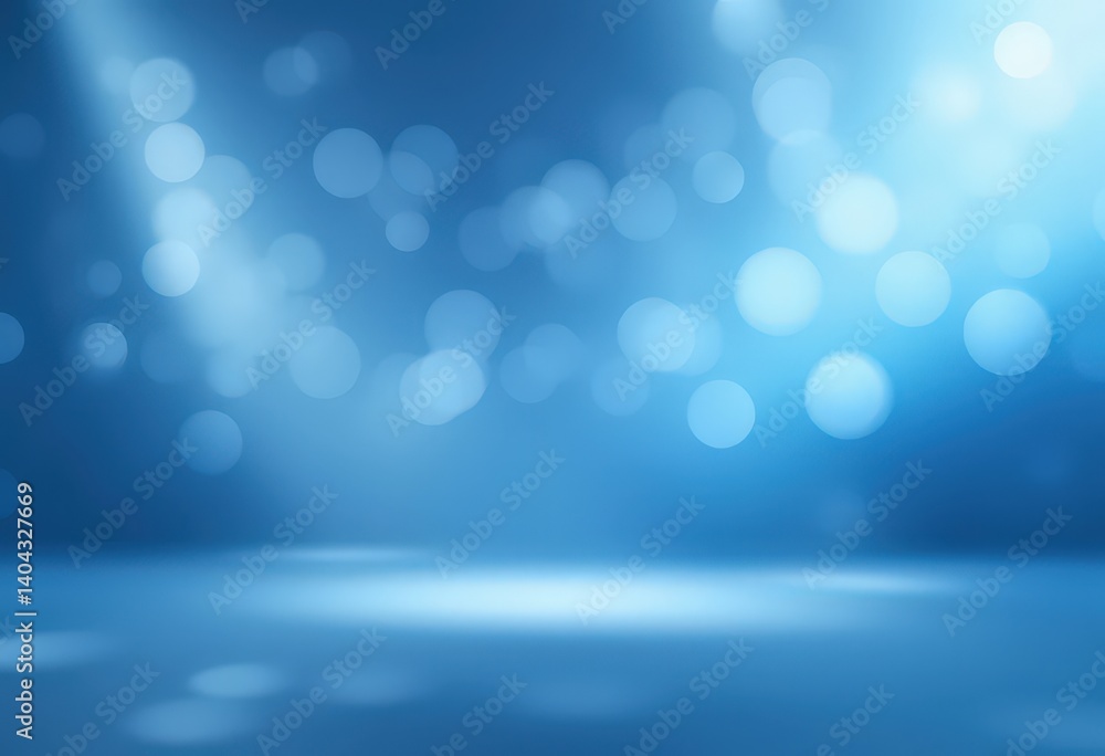 Poster a vibrant blue background adorned with twinkling lights and soft spots, creating a dreamy atmosphere