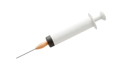 A 3D syringe set against a transparent background, highlighting themes of health and medical care