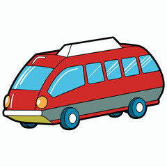 red bus isolated on white