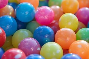 Colorful gumballs fill the frame creating a vibrant and playful background.