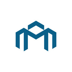 Modern Property Icon with Hexagonal M Initial
