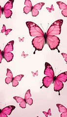 Fototapeta premium Delicate pink butterflies on a seamless pattern, perfect for spring designs, wallpaper, design