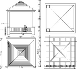 vector sketch illustration silhouette design decoration ornament complement landscape siteplan layout pergola garden 