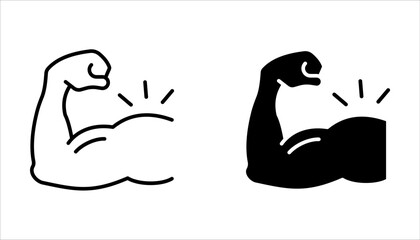 muscles icon set, Muscle arm, bicep, vector illustration on white background.