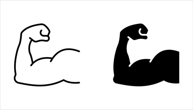 muscles icon set, Muscle arm, bicep, vector illustration on white background.