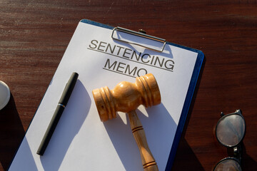 Legal Record: Sentencing Memo Document and Gavel in Place