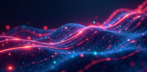 Digital futuristic interface with glowing lines and shapes, abstract, lines