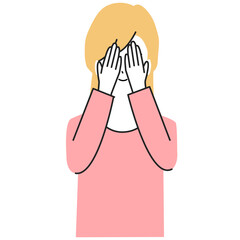 目隠ししている若い女性