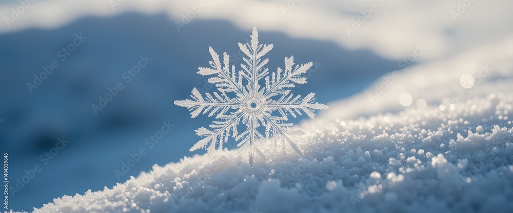 Aufkleber the image features a delicate snowflake, showcasing intricate patterns and unique crystalline struct
