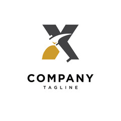 Letter X Mining Hammer Logo Icon Vector