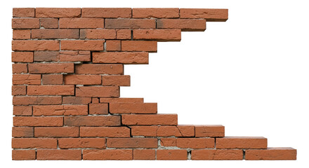 Obraz premium Red bricks stacking with some of them broken, white background