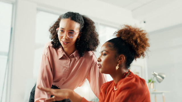 Creative, mentor and coaching business women for help or advice for journalism in startup office. Team manager, teaching or training intern for learning, problem solving or feedback for news editor