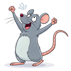 Fototapeta premium Joyful Cartoon Rat Celebrating Creativity in Colorful Sticker Art Style