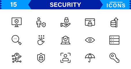 Modern Security Icons for Professional Designs. Featuring Essential Protection, Lock, and Shield Symbols to Strengthen Your Projects.