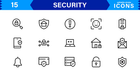 Modern Security Icons for Professional Designs. Featuring Essential Protection, Lock, and Shield Symbols to Strengthen Your Projects.