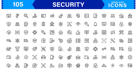 Modern Security Icons for Professional Designs. Featuring Essential Protection, Lock, and Shield Symbols to Strengthen Your Projects.