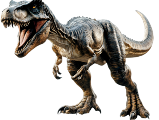 Tyrannosaurus Rex Illustration Roaring With Sharp Teeth on Transparent Background