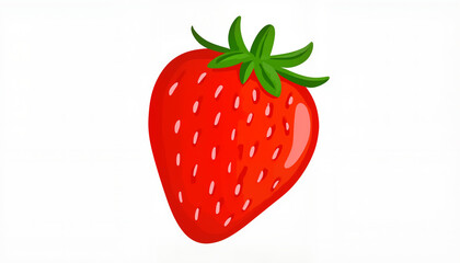 Bright Red Strawberry Illustration on White Background  