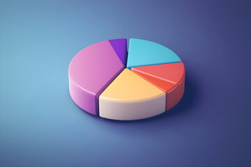 Obraz premium 3D pie chart with colorful segments on blue background high resolution image