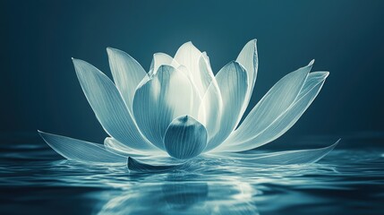 A mesmerizing X-ray view of a lotus flower gently floating on water