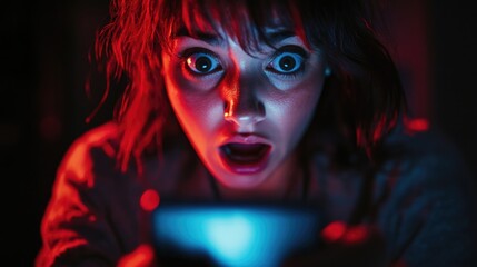 Close-up of a shocked person staring at their phone screen after accidentally sending an embarrassing text to the wrong contact. The expression of regret and the revealing message capture a relatable 