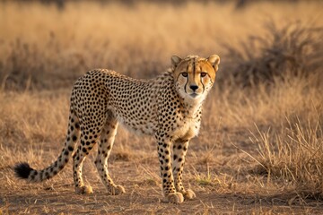 Fototapeta premium there is a cheetah standing in the middle of a field
