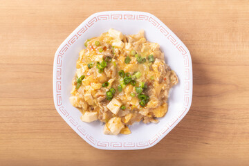 鶏ひき肉と豆腐のあんかけ丼