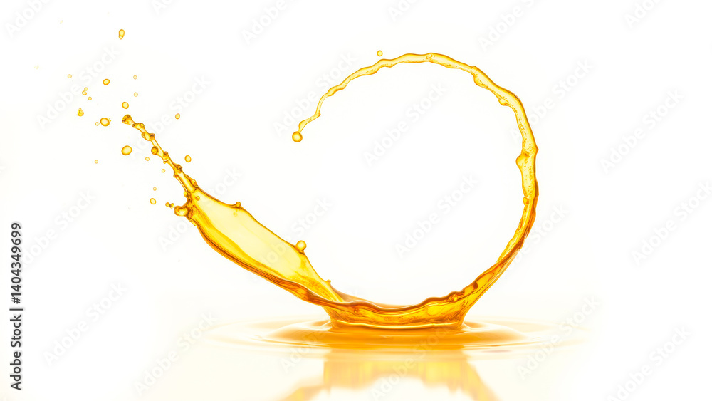 Aufkleber dynamic splash of golden liquid capture isolated on white background perfect for abstract and artist