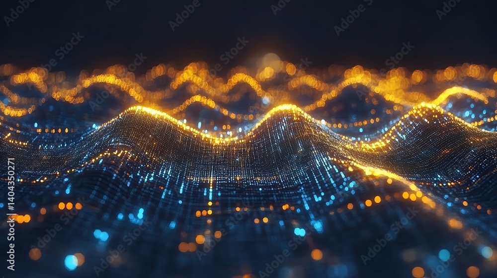 Aufkleber digital landscape: a mesmerizing digital landscape pulsates with an intricate network of data stream