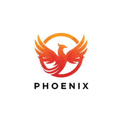 Phoenix Logo with Wings and Flame - Symbol of Rebirth and Power