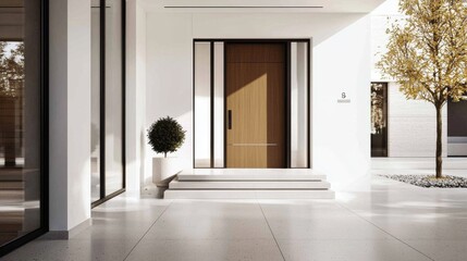 Enhance your home's curb appeal with a dreamy white wooden entrance.